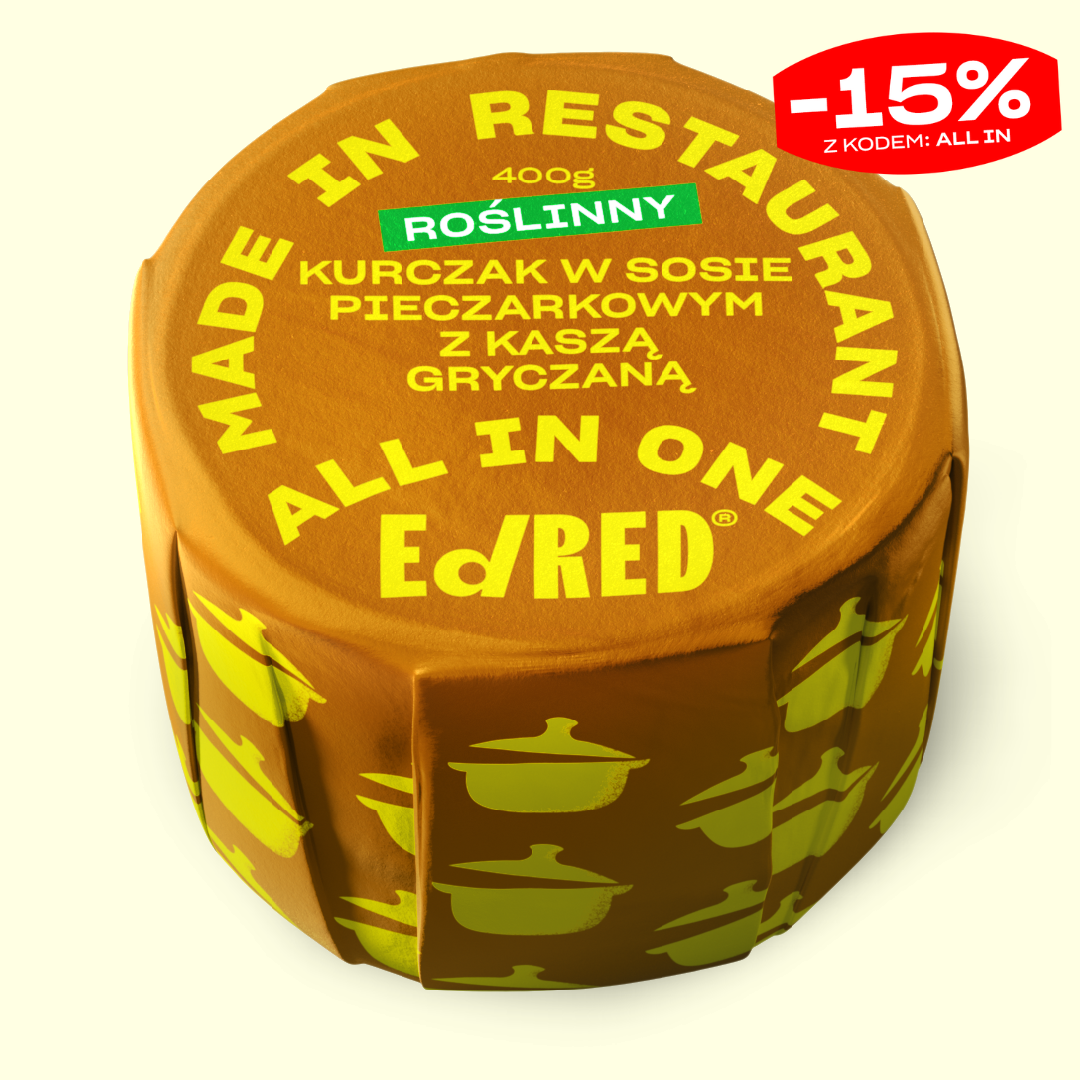 Roślinny kurczak w sosie pieczarkowym z kaszą gryczaną