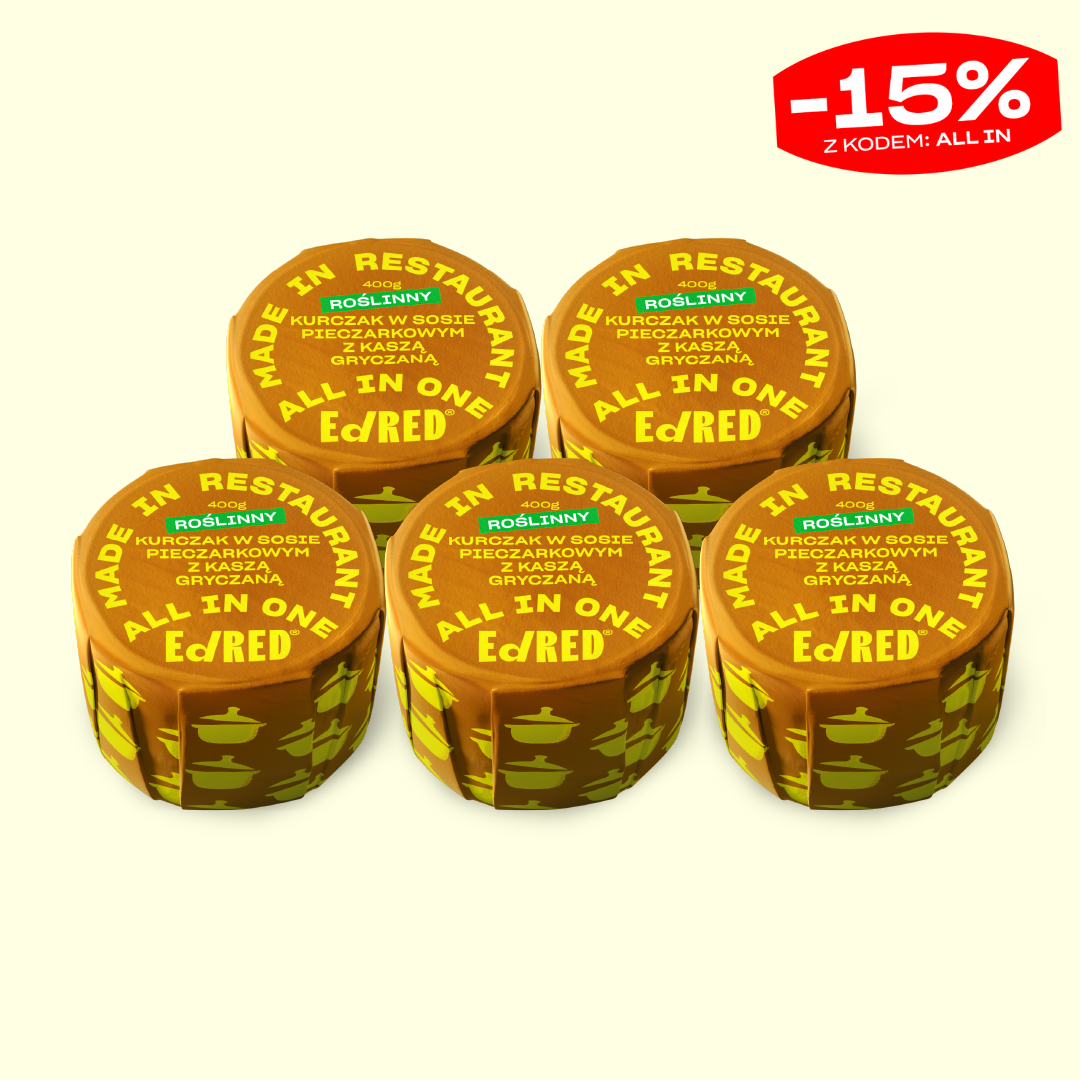 5 X ROŚLINNY KURCZAK W SOSIE PIECZARKOWYM Z KASZĄ GRYCZANĄ