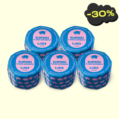 5X KLOPSIKI WIEPRZOWE W SOSIE GRZYBOWYM