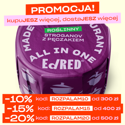 Roślinny Stroganov z kaszą pęczak